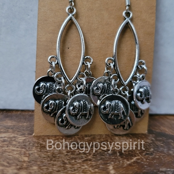 Boho Elephant Tassel Dangle Earrings - Picture 11 of 17